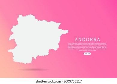 Andorra Map - World map vector template with 3d white color on Pink gradient background for infographic - Vector illustration eps 10