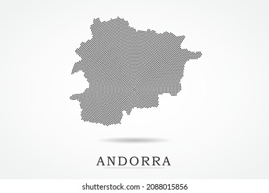 Andorra Map - World map vector template with Black dots, grid, grunge, halftone style isolated on white background for education, infographic, design - Vector illustration eps 10