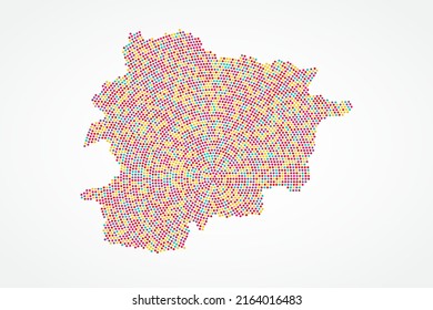 Andorra Map - World map vector template with colorful dots, grid, grunge, halftone style isolated on white background for education, infographic, design, website - Vector illustration eps 10