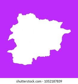 Andorra map-White map on purple background. Each city and border has separately. Vector illustration eps 10.