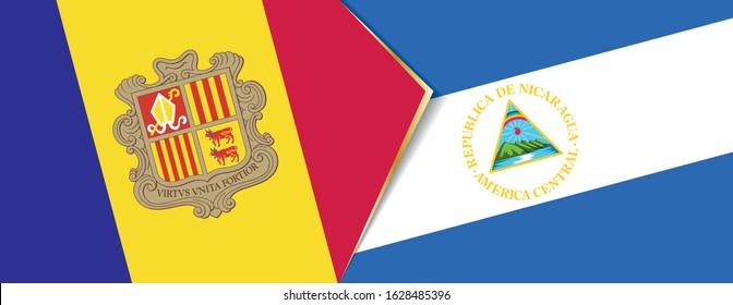 Andorra and Nicaragua flags, two vector flags symbol of relationship or confrontation.
