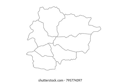 andorra outline map. detailed isolated vector country border contour maps on white background.