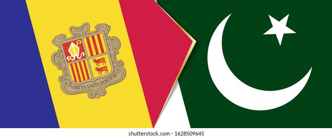Andorra and Pakistan flags, two vector flags symbol of relationship or confrontation.