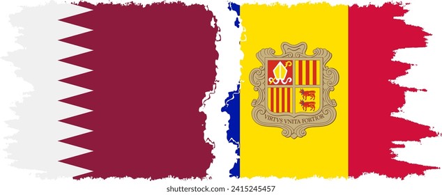 Andorra and Qatar grunge flags connection, vector