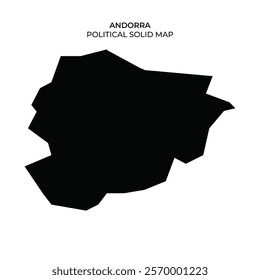 Andorra is represented by a solid black map outline that illustrates its political boundaries. The shape captures the unique geography of this small European principality.