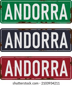 Andorra road sign set isolated on white background on white vector illustration