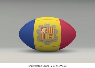 Andorra rugby ball featuring the national flag design on a gray background