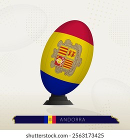 Andorra Rugby Ball on Rugby Kicking Tees with Modern Design. Illustration perfect for sports, national pride, and rugby-related projects.