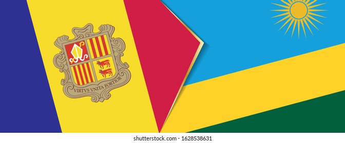 Andorra and Rwanda flags, two vector flags symbol of relationship or confrontation.