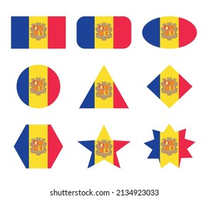 andorra set of flags with geometric shapes