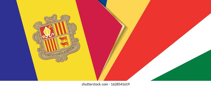 Andorra and Seychelles flags, two vector flags symbol of relationship or confrontation.