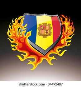 andorra shield in flame