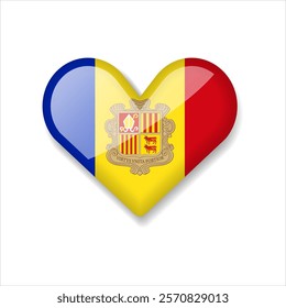 Andorra - Shiny Flag in the Form of Heart. Vector Illustration.