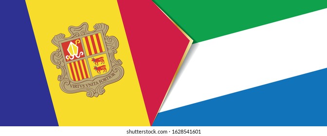 Andorra and Sierra Leone flags, two vector flags symbol of relationship or confrontation.