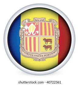 Andorra sphere flag button, isolated vector on white