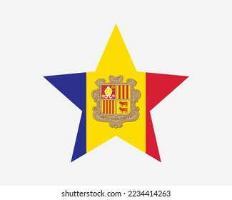Andorra Star Flag. Andorran Star Shape Flag. Country National Banner Icon Symbol Vector 2D Flat Artwork Graphic Illustration svg