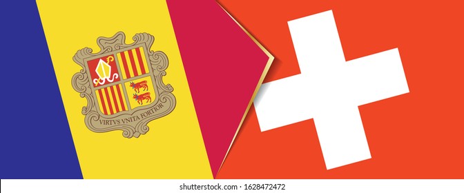 Andorra and Switzerland flags, two vector flags symbol of relationship or confrontation.