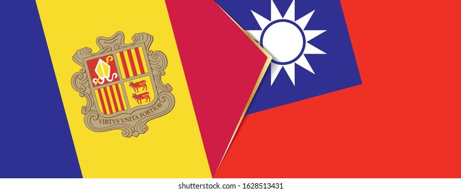 Andorra and Taiwan flags, two vector flags symbol of relationship or confrontation.