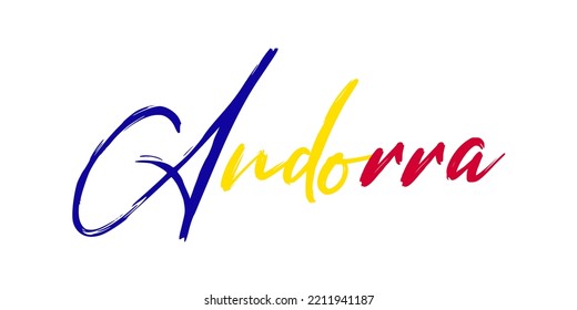 Andorra text color sketch vector