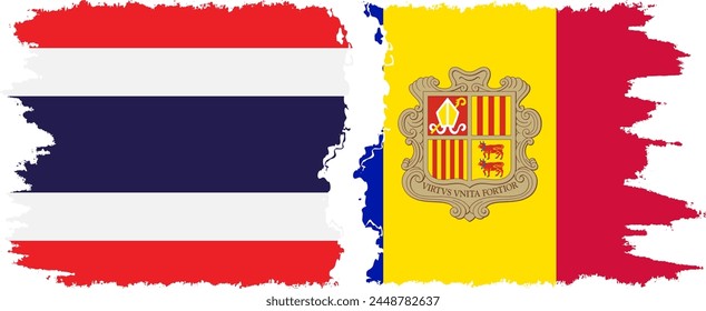 Andorra and Thailand grunge flags connection, vector