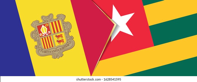 Andorra and Togo flags, two vector flags symbol of relationship or confrontation.