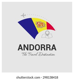 Andorra The Travel Destination logo - Vector travel company logo design - Country Flag Travel and Tourism concept t shirt graphics - vector illustration