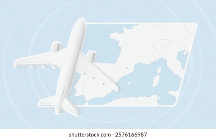 Andorra Travel Illustration with Plane and National Flag. Ideal for travel agencies, promotional materials, or geographic content related to Andorra.