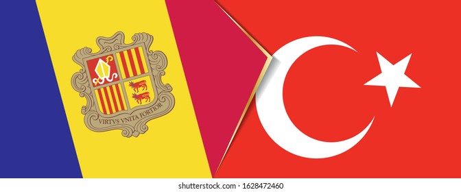 Andorra and Turkey flags, two vector flags symbol of relationship or confrontation.
