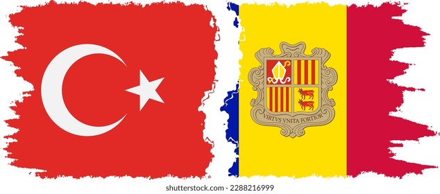 Andorra and Turkey grunge flags connection, vector
