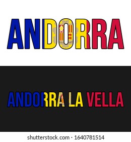 Andorra typography design. Vector graphic. Identity of country. Flag design. World nation vector. Eps 10
