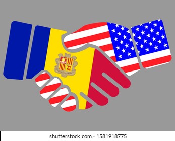 Andorra and USA flags Handshake vector