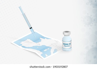 Andorra Vaccination, Injection with COVID-19 vaccine in Map of Andorra. Vaccination Concept Illustration.