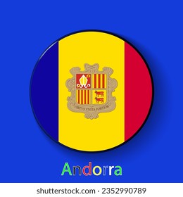 Andorra vector flag. Football europe 2024 tournament championship. Round badges of the country in the actual championship colors.