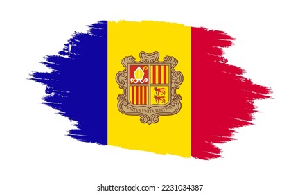Bandera del vector de Andorra. Bandera de Andorra. Bandera de Andorra con textura gruesa. Ilustración del vector