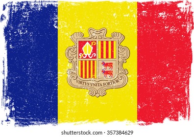 Andorra vector grunge flag isolated on white background.