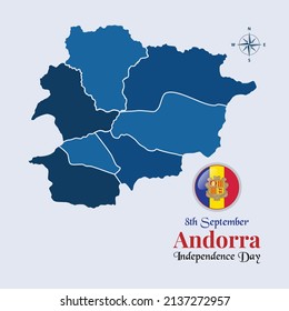 Andorra-Vektorkarte mit Flagge, Andorra-Karte