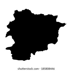 Andorra vector map silhouette illustration isolated on white background.