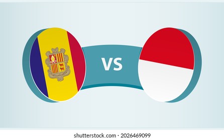Andorra versus Indonesia, team sports competition concept. Round flag of countries.