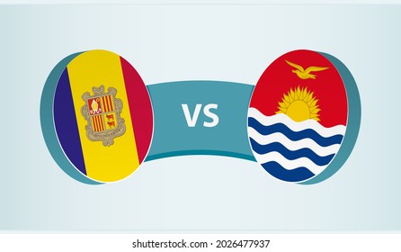 Andorra versus Kiribati, team sports competition concept. Round flag of countries.