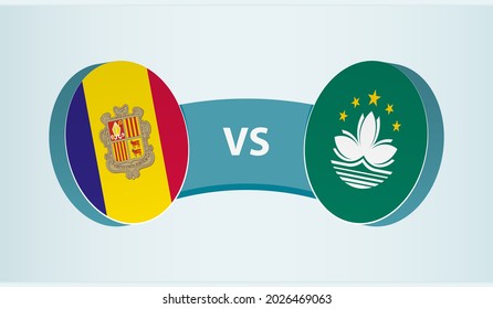 Andorra versus Macau, team sports competition concept. Round flag of countries.