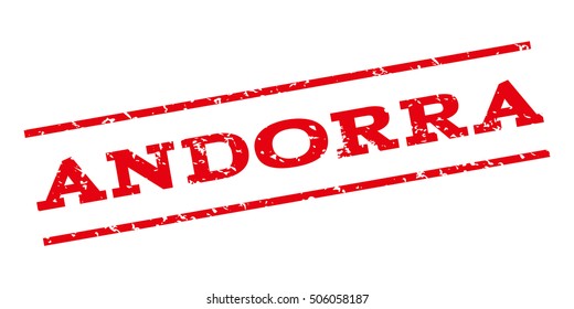 Andorra watermark stamp. Text Caption between parallel lines with grunge design style. Rubber seal stamp with dirty texture. Vector red color ink imprint on a white background.
