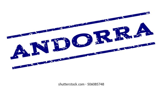 Andorra watermark stamp. Text Caption between parallel lines with grunge design style. Rubber seal stamp with dust texture. Vector navy blue color ink imprint on a white background.