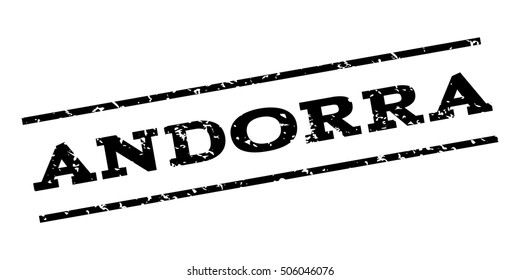 Andorra watermark stamp. Text tag between parallel lines with grunge design style. Rubber seal stamp with scratched texture. Vector black color ink imprint on a white background.