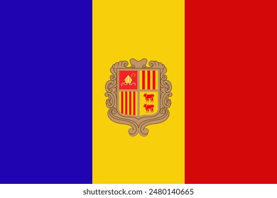 Andorra waving flag pattern background. Realistic national flag design. Abstract vector template.