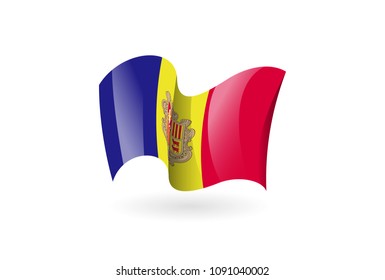 andorra waving flag vector icon, national symbol. Flag of andorra, fluttered in the wind - vector illustration isolated on white background.