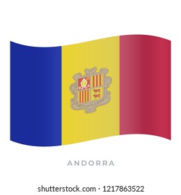 Andorra waving flag vector icon. National symbol of Andorra. Vector illustration isolated on white.