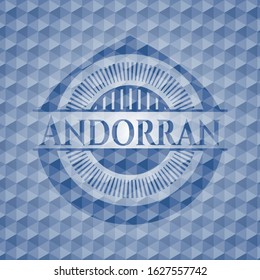 Andorran blue hexagon badge. Vector Illustration. Detailed.