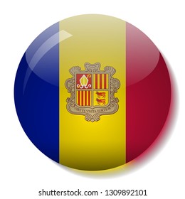 Andorran flag glass button vector illustration