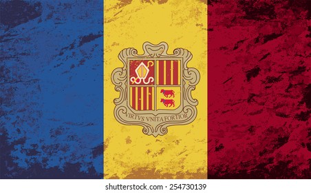 Andorran flag Grunge background. Vector illustration Eps 8.