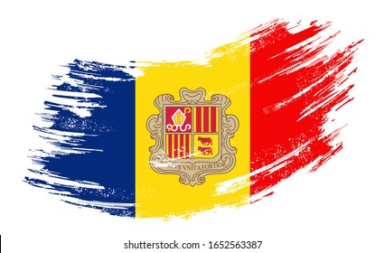 Andorran flag grunge brush background. Vector illustration.